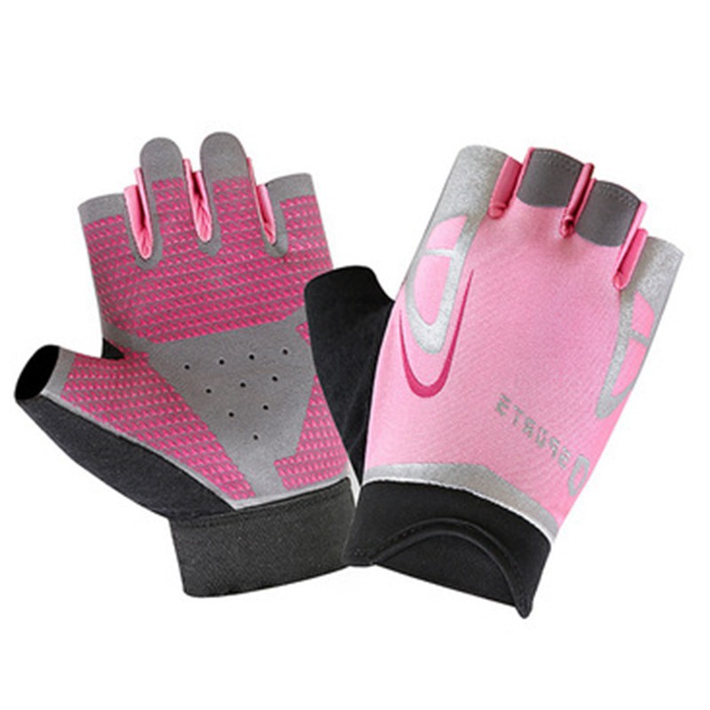 pink cycling gloves