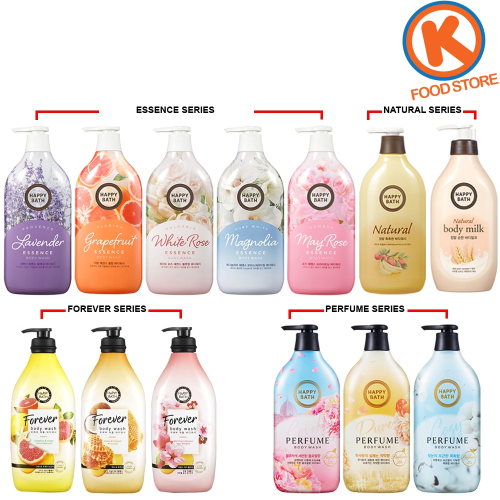 Happy Bath Body Wash Natural/Essence/Perfume/Forever 900g Korean