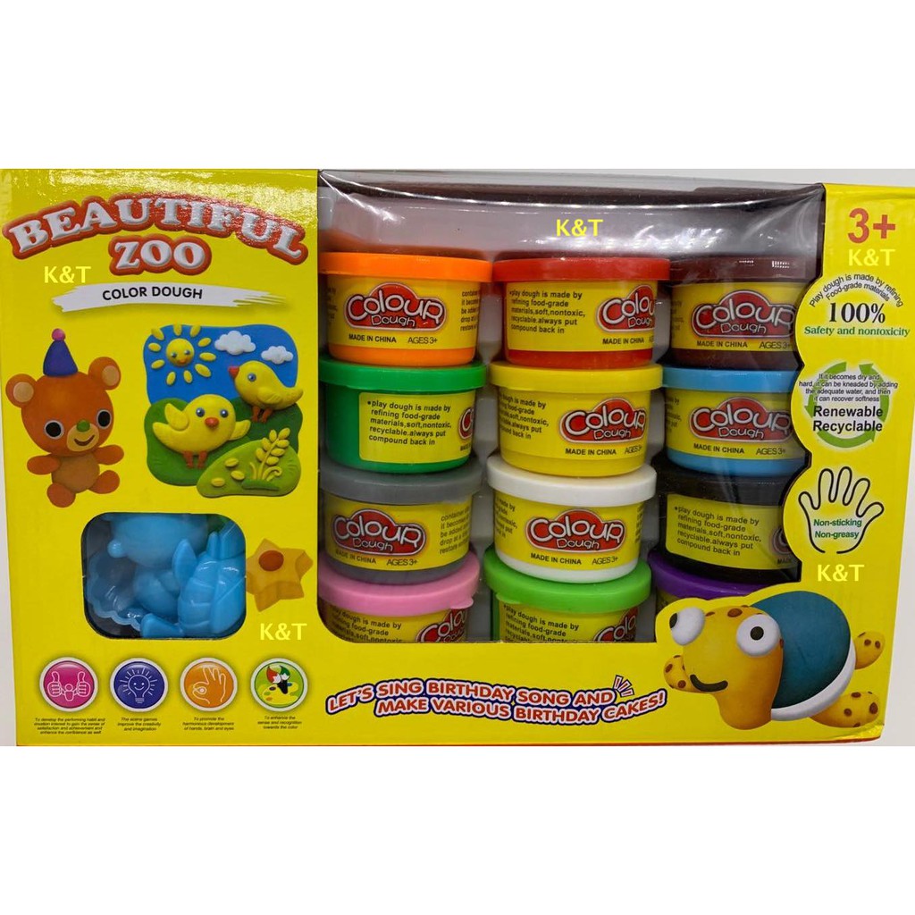 Best Seller! Coloured Clay Minis 12 in 1 Kids Favourite Toys Beautiful Zoo Trending Toys