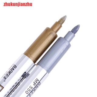 [zhukunjianzhu]2pcs DIY Metal Waterproof Permanent Paint Marker Pens Sharpie Gold and Silver #2