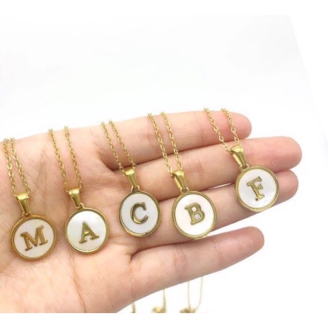mother of pearl initial necklace