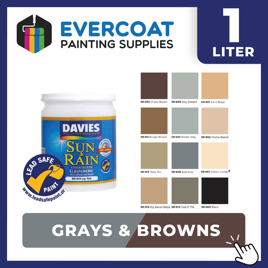 Davies Paints Sun & Rain 1Liter (Grays & Browns) Shopee Philippines