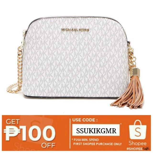 mk white sling bag