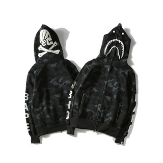 bape jacket black and white