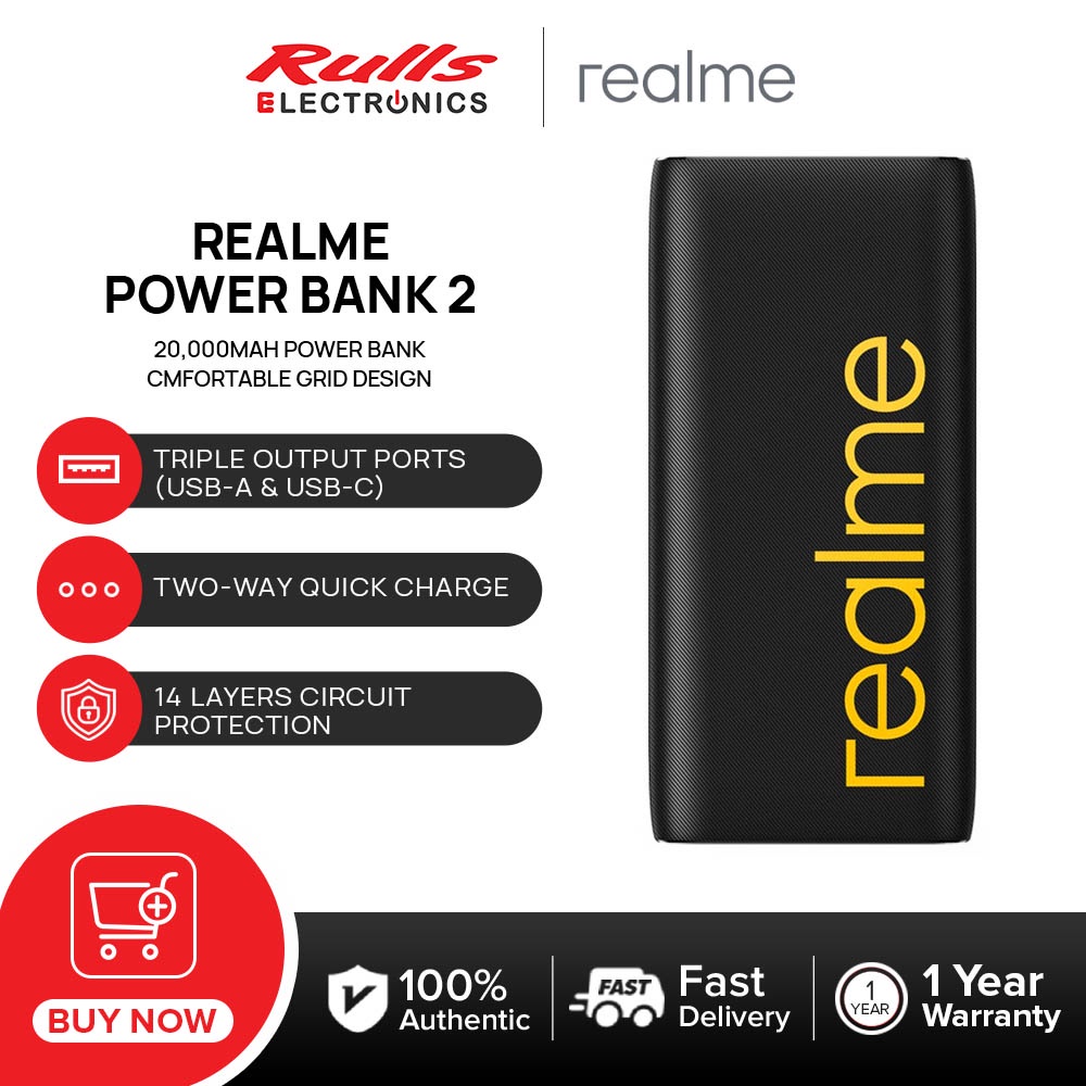 Realme Power Bank 2 20000mAh | 18W Quick Charge | Triple Output Ports ...