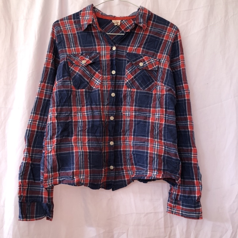 AUTHENTIC Mossimo Women's Red Blue Plaid Polo Collared Long Sleeve Shirt  Top Medium Thrift Preloved | Shopee Philippines