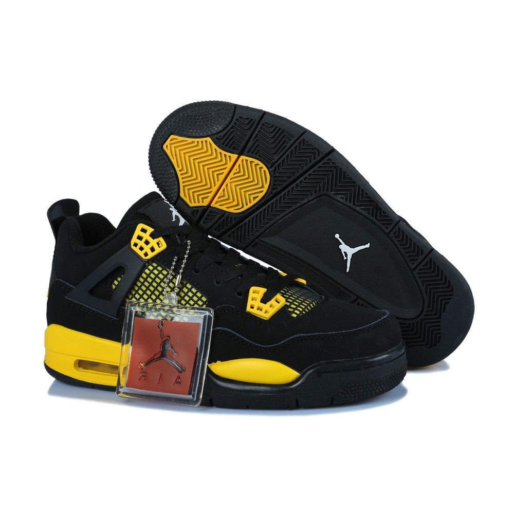 black and yellow jordan retro 4