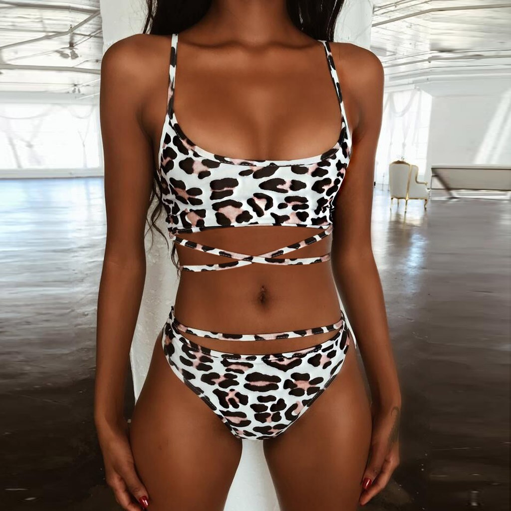 leopard print bikini push up