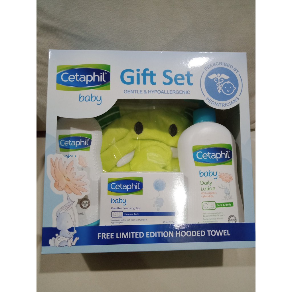 Cetaphil Baby Sensitive Skin Bath Time Essentials Gift Set with Elephant Hoodie Towel Shopee