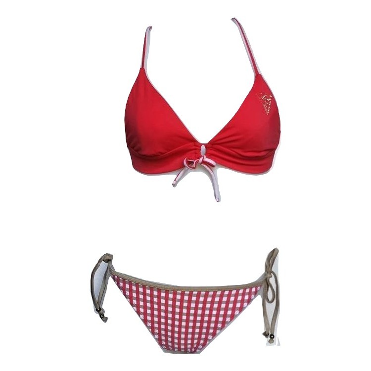 red and gold swimsuit