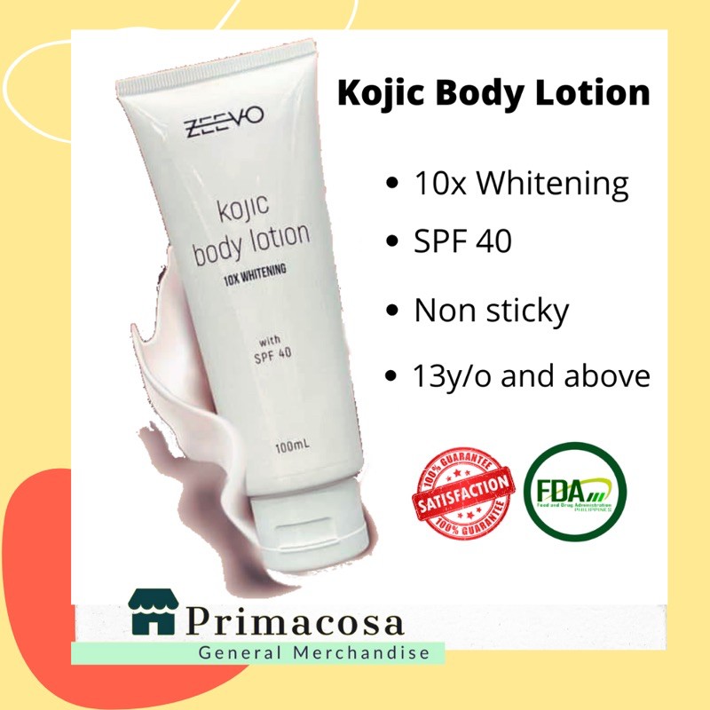 (COD) ZEEVO Kojic 10x Whitening Body Lotion w/ SPF 40 (100mL) (Original) Shopee Philippines