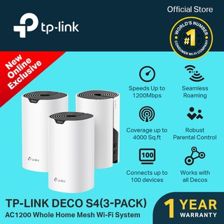 (Online Exclusive) TP-Link Deco S4 AC1200 1200 Mbps Whole Home Mesh Wi-Fi System (3-Pack) | TP Link