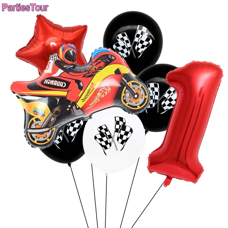 Racing Flag Balloons Black White Checkered Race Car Ballons Theme ...