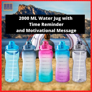 2000ML Motivational Water Jug With Time Marker and Reminder BPA Free ...