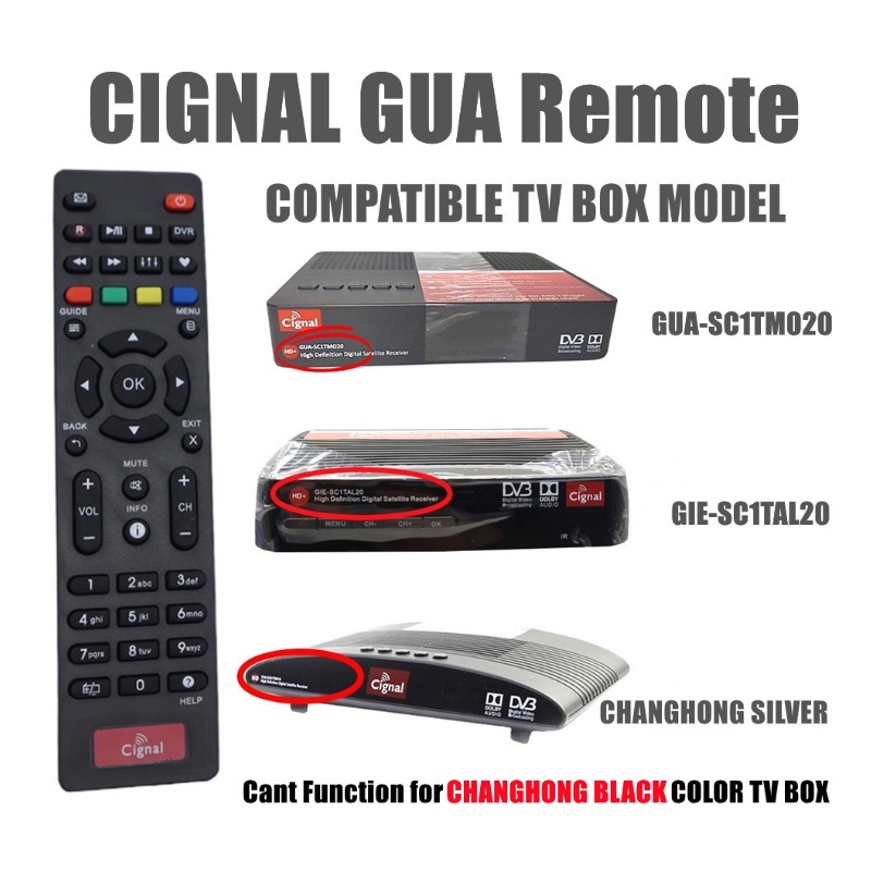 Cignal Remote Control Replacement for Skyworth/GUA/Arion/Satlite HD TV