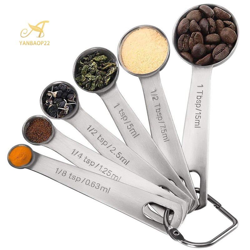 Spoons Stainless Steel Spoons Cups Set Small Tablespoon With Metric Us Measurements Set Of 6 For Gift Measuring Dry And Liquid Ingredients Shopee Philippines