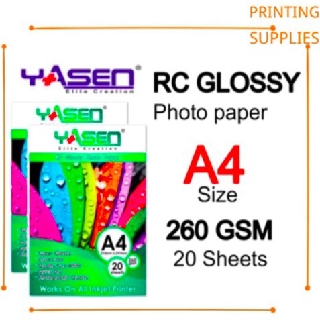 Yasen RC Glossy Waterproof Photo Paper 260GSM A4