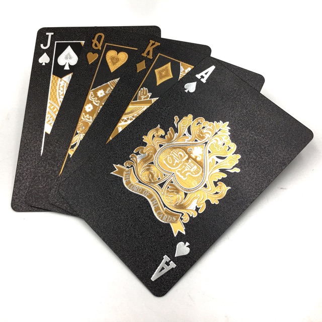 Waterproof Stylish 24K Gold Foil Plated Cover Poker 54 Playing Cards Table Game 