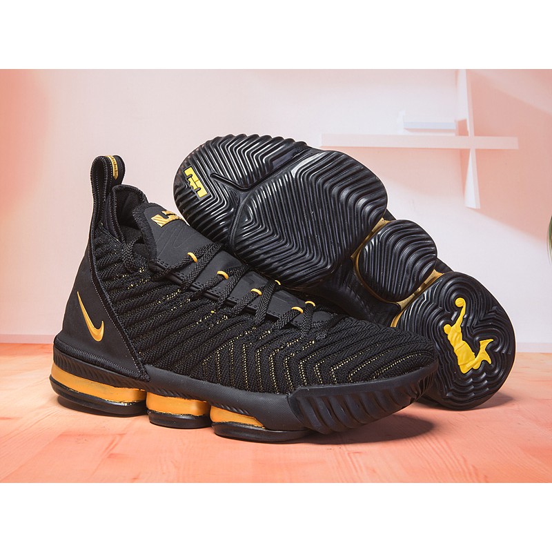 lebron shoes 16 black and gold cheap online