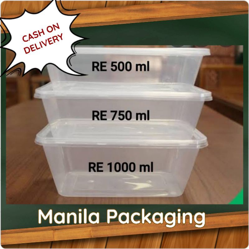 5pcs Re Trans With Flat Lid Microwavable Rectangle Plastic Food Container Food Storage Shopee Philippines