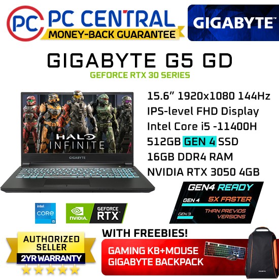 Gigabyte G5 GD RTX 3050 Gaming Laptop 15.6