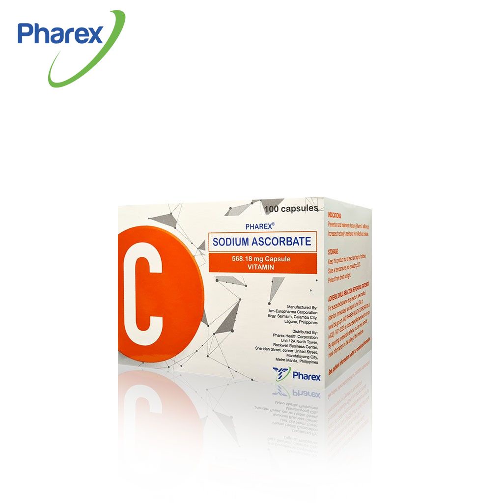 Pharex Vitamin C Sodium Ascorbate 568.18mg 10 Capsules Tingi (Non-Acidic Vitamin C)