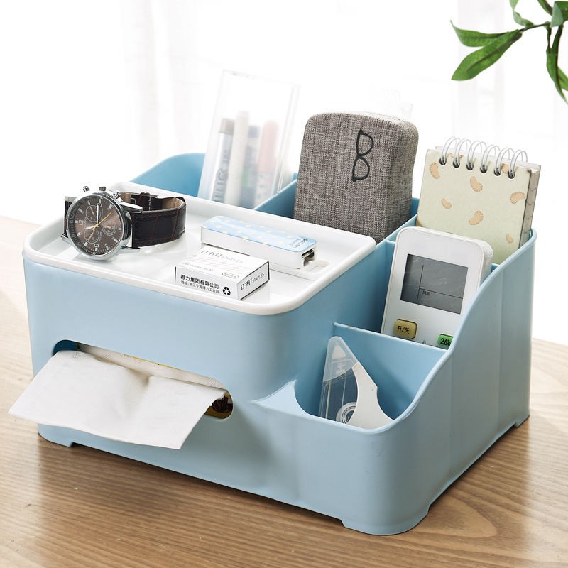 Desktop Storage Box Tissue Box Multi-functional Desk Organizer for ...
