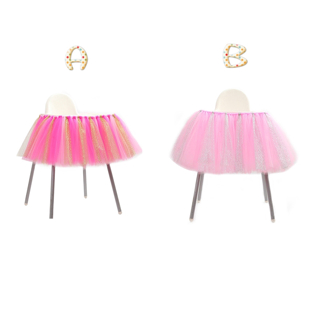Tulle High Chair Tutu Skirt Baby Shower Birthday Supplies Shopee