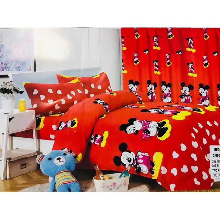 ANGEL6/1 set bedsheet +curtain 2pcs pillowcase 1pcs fitted sheet 1pcs