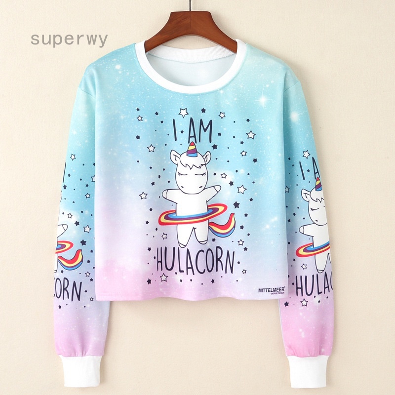 unicorn crop top hoodie
