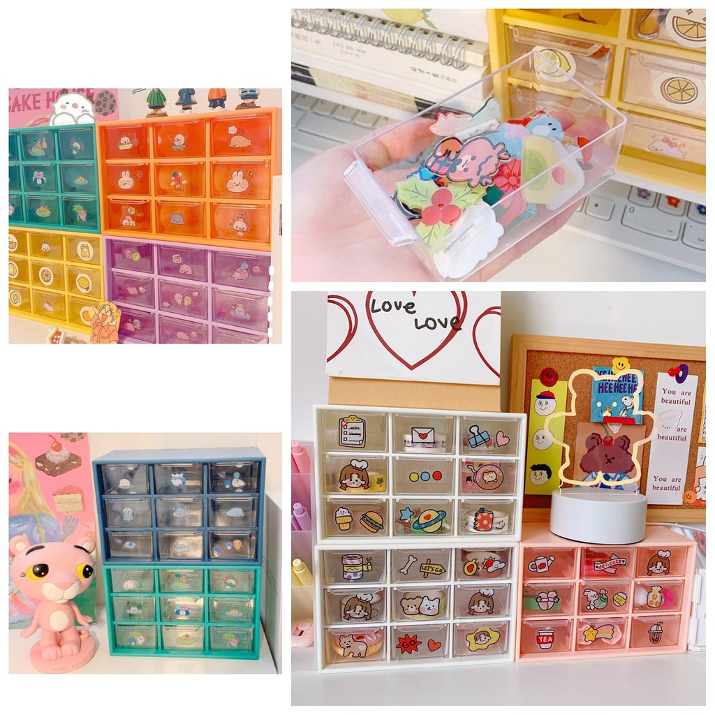 9 box mini drawer desk organizer with free sticker Shopee Philippines
