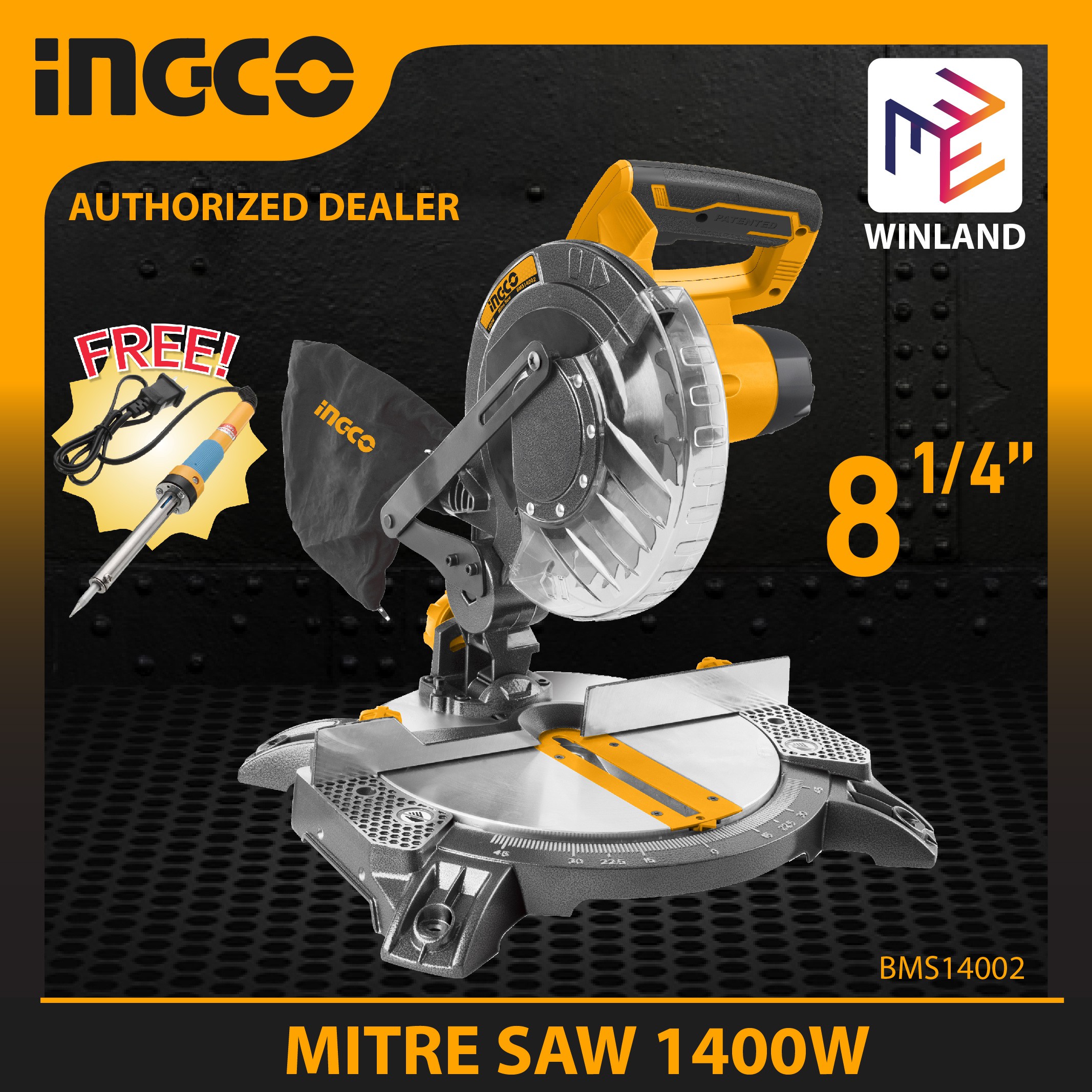 INGCO Original Miter Saw Mitre Saw 1400W with FREE Soldering Iron