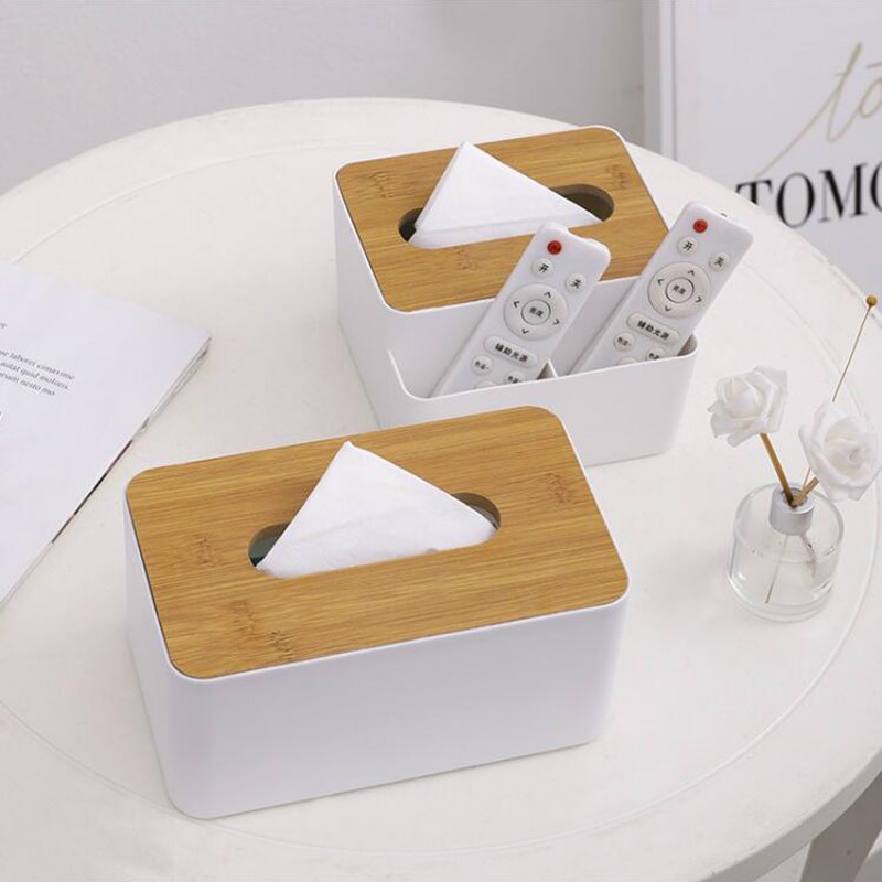 Wood Cover Plastic Tissue Box Holder, Tissue Box Holder For Dining Table