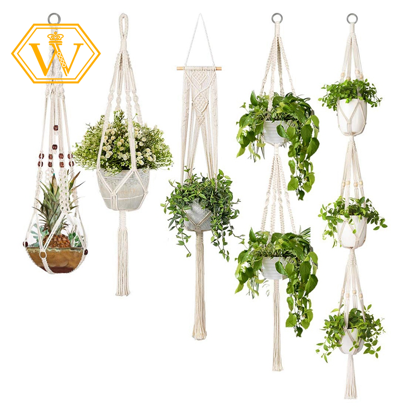 Stock 5 Pack Macrame Plant Hangers Different Tiers Handmade Cotton Rope Hanging Planters Set Flower Pots Holder Stand For Indoor Outdoor Boho Home Decor Shopee Philippines