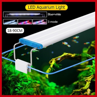 ♗۞▧Aquarium Light LED 18-90cm 3 Modes Aquarium Lamp LED Tricolor Fish Tank Light Water Plant Lamp Co