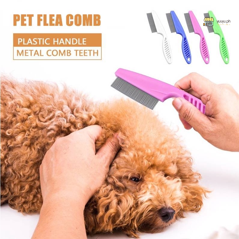 Pet Comb Stainless Steel Pin Comb Clean Hair Fleas Prevention Pin Comb