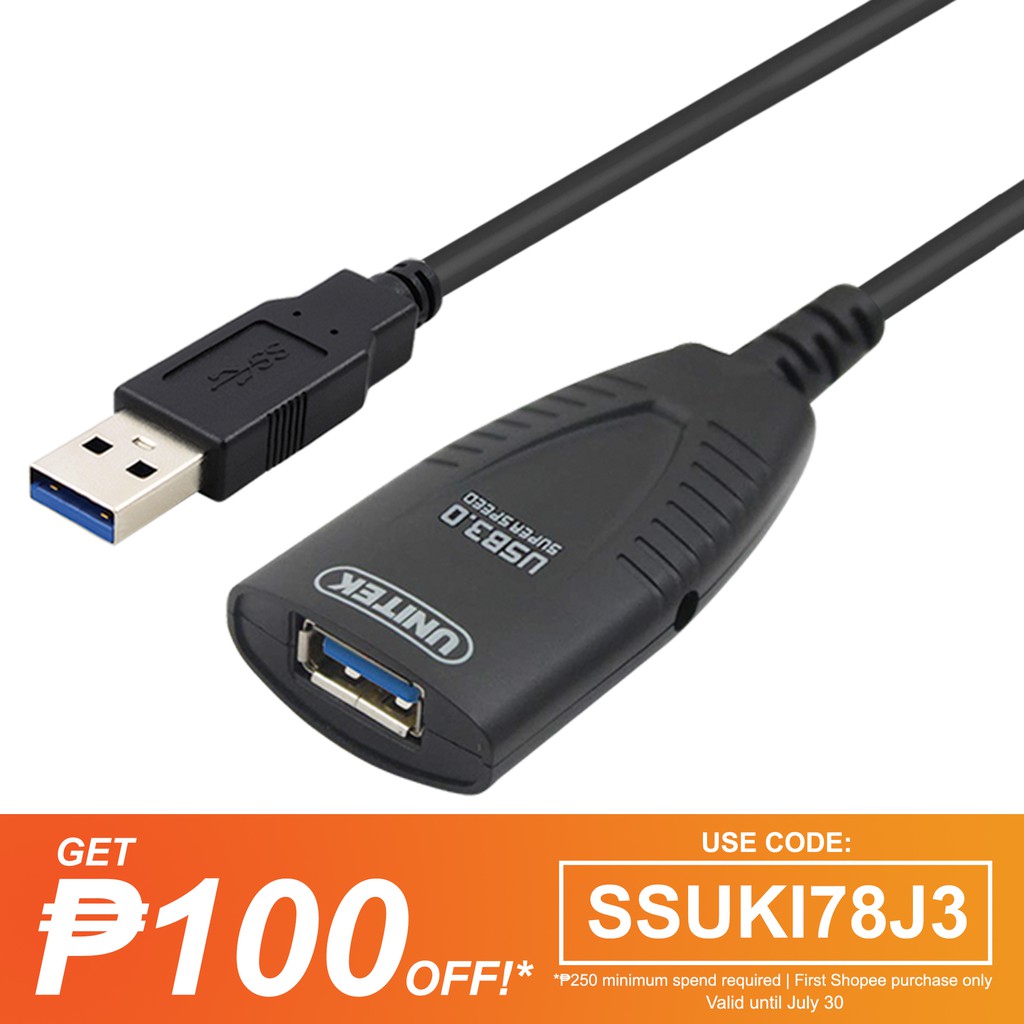 Unitek 5M USB 3.0 Active Extension Cable, Male to Female Shopee