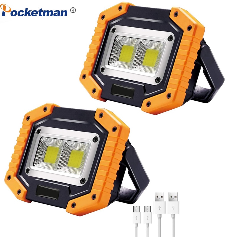 Rechargeable LED Work Light 20W COB Work Lights Portable Outdoor Camping Light 1500 Lumen Waterproof for Garage Work Fishing 