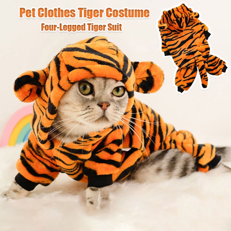 Cat Clothes Four-legged Tiger Transformed Into Flannel Dog Clothes kitten clothespet clothes for cat damit ng pusa #1