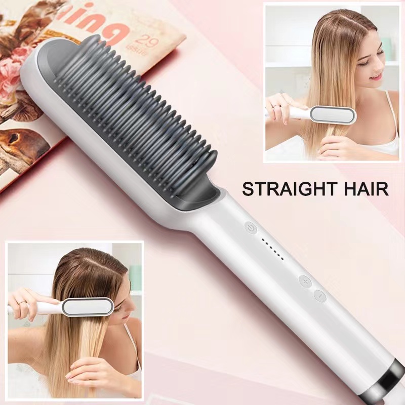 Hair Straightener Comb Temperature Adjustment Ionic Brush Straighteners