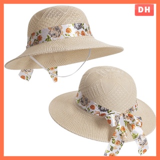 DH new imitation Lafite straw hat summer women's mother sun hat sunscreen sunshade Big Brim fisherman hat