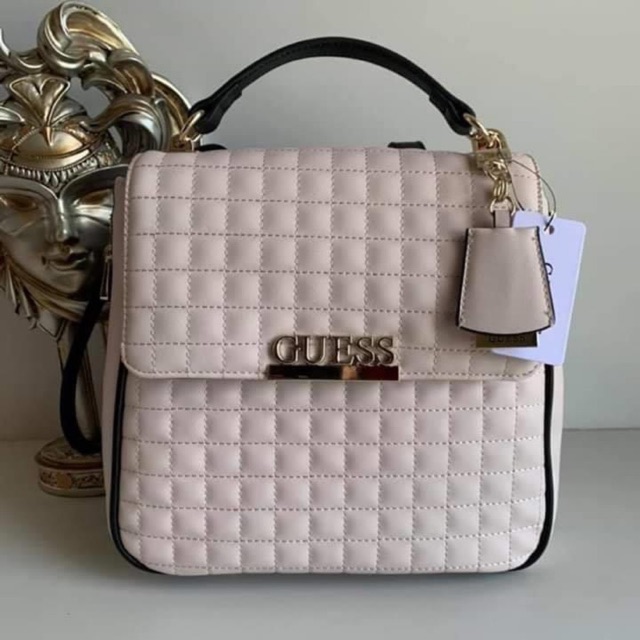 guess pink quilted bag