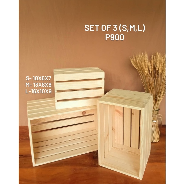 WOODEN CRATE SET (s,m,l) (3 PCS) Shopee Philippines