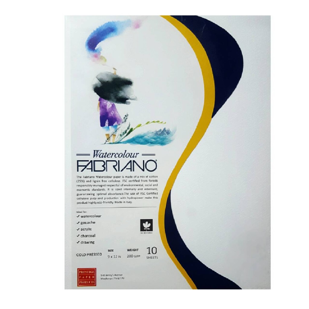 Fabriano Watercolor Paper 10 sheets, 9x12" 200 GSM | Shopee Philippines