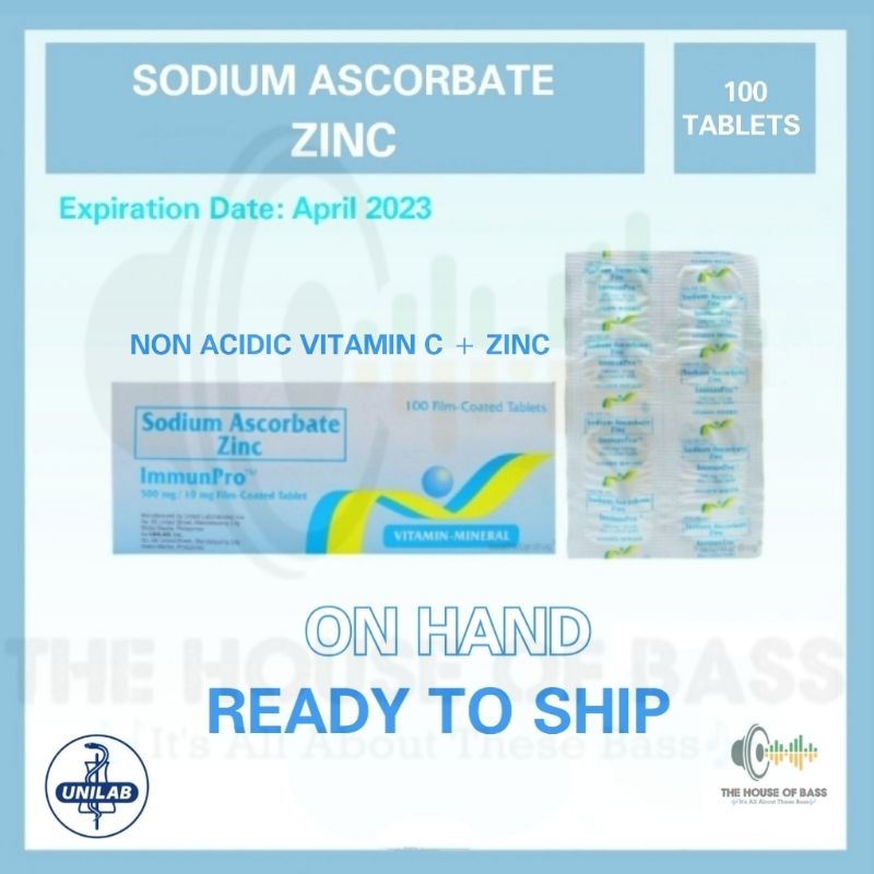 ImmunPro Sodium Ascorbate Plus Zinc By Unilab (100 Tablets Per Box