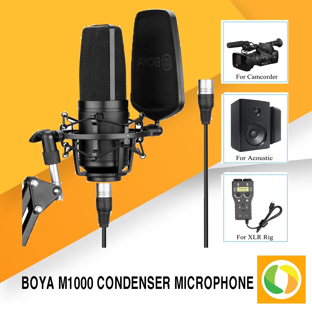 BOYA BY-M1000 Large Diaphragm Condenser Studio Microphone for Podcaster ...
