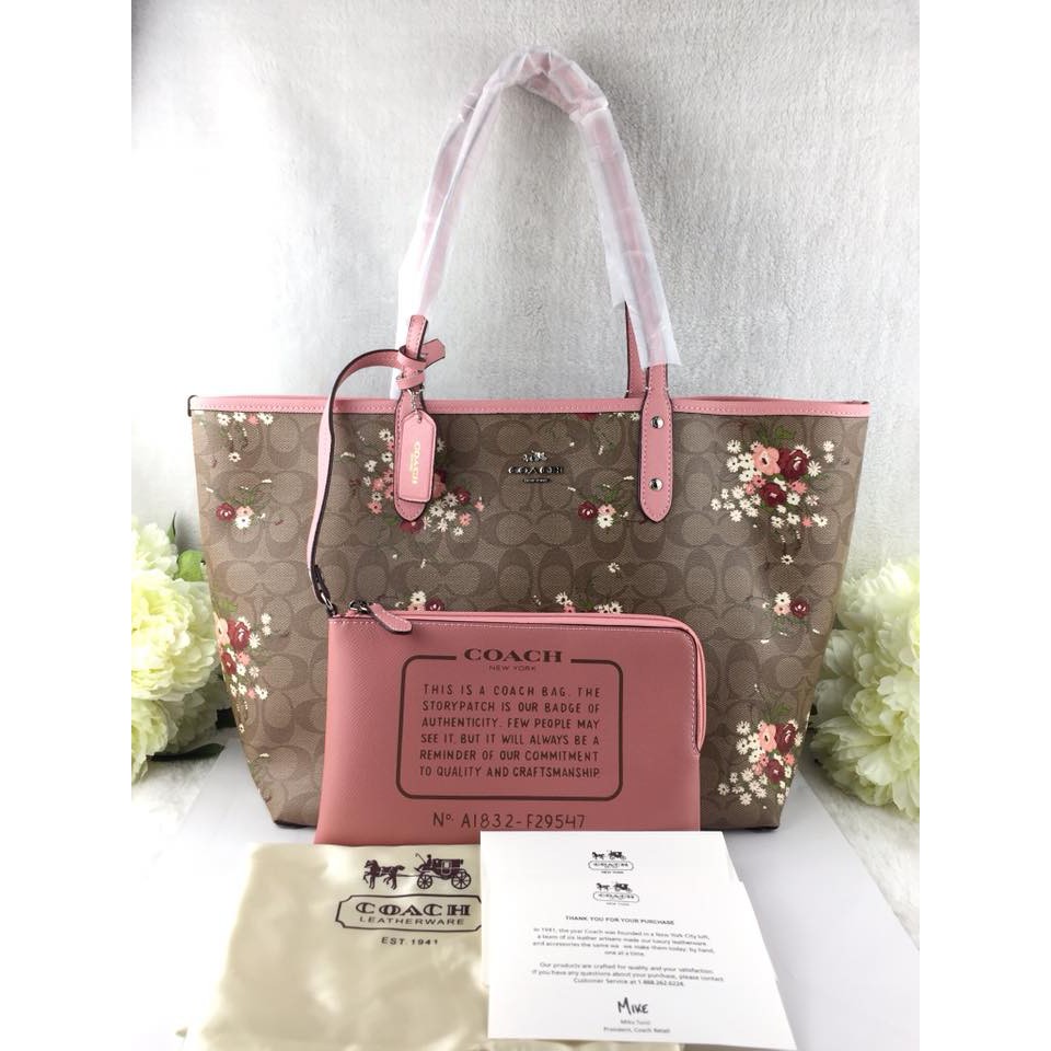 coach reversible tote floral