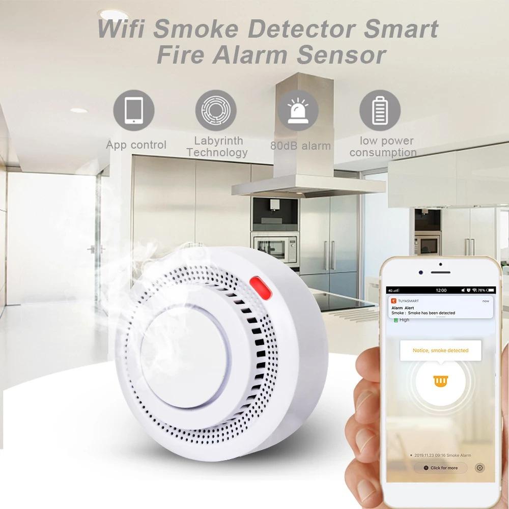 Home Security System Smoke Alarm Smart Home Tuya Smoke Detection Sensor Smart Life WiFi Smart Smoke Detector App Remote  Control Fire Sensor Detector — view 7