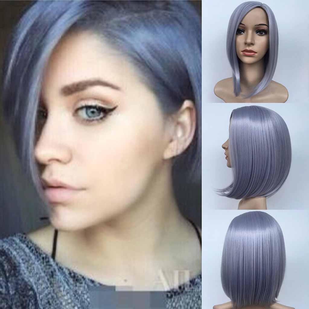 Women Fashion Lady Gradient Short Straight Hair Cosplay Party Wig
