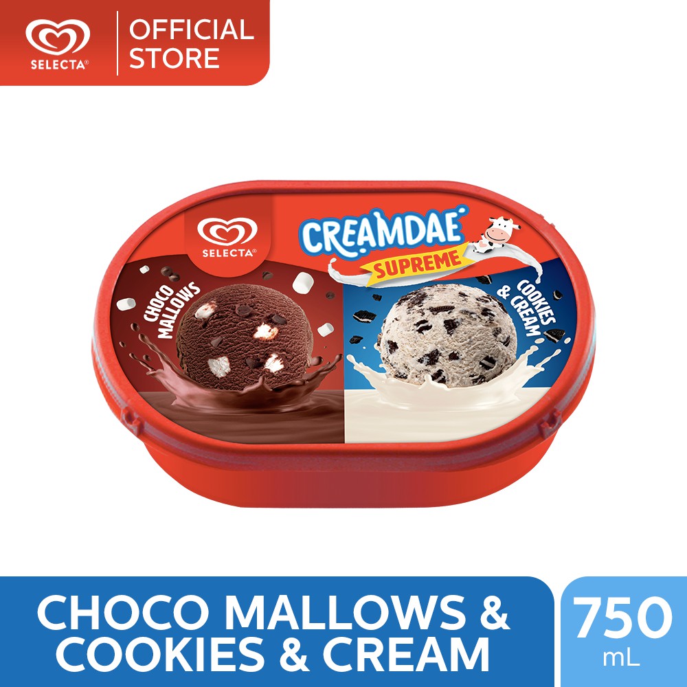 Selecta Creamdae Supreme Choco Mallows Cookies & Cream 750mL Shopee